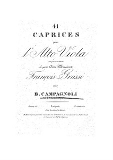 Forty-One Caprices for Viola, Op.22: For a single performer by Bartolomeo Campagnoli