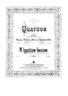 Quartet for Piano and Strings, Op.9: Full score by Mikhail Ippolitov-Ivanov