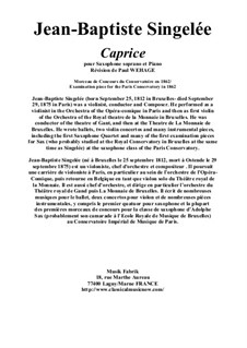 Caprice for soprano saxophone and piano, Op.80: Caprice for soprano saxophone and piano by Jean Baptiste Singelée