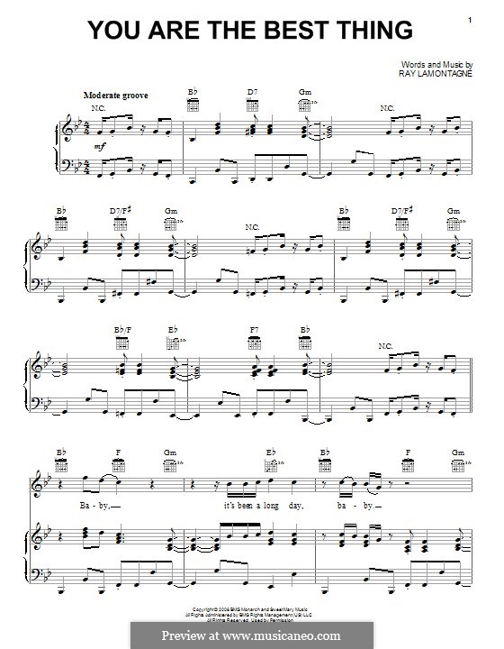 You Are the Best Thing: For voice and piano (or guitar) by Ray LaMontagne
