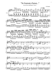 Se bramate d'amar...: For voice and piano by Georg Friedrich Händel