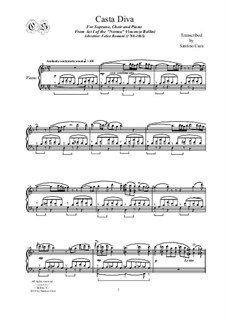 Casta diva, che inargenti: For soprano solo, chorus (SSTTB) and piano by Vincenzo Bellini