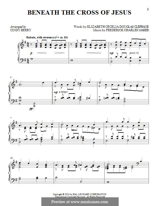 Beneath the Cross of Jesus: For piano by Frederick Charles Maker