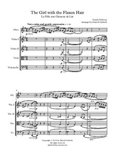 No.8 La fille aux cheveux de lin: For oboe and string quartet by Claude Debussy