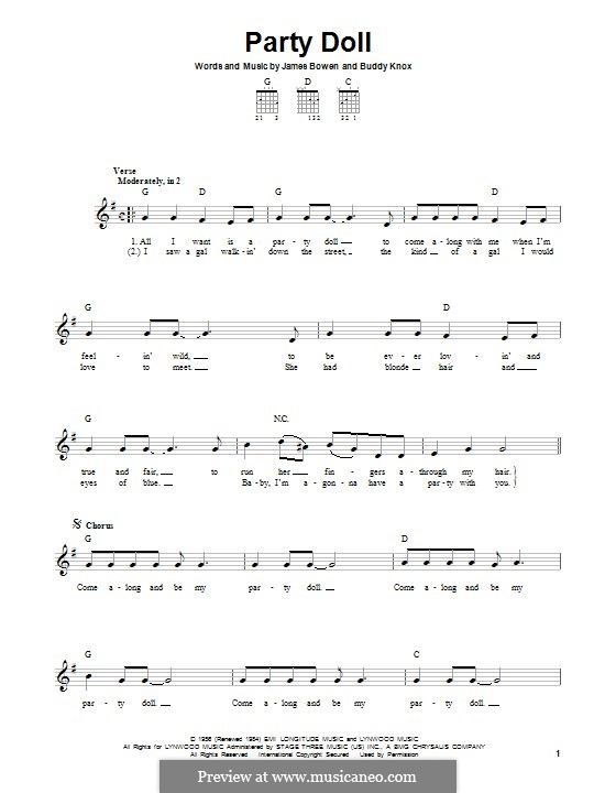 Party Doll (Buddy Knox): For guitar with tab by James Bowen