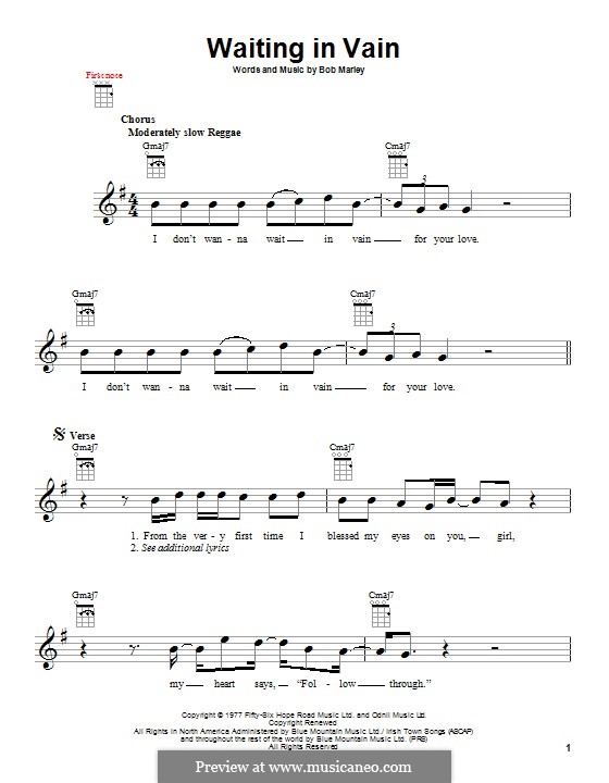 Waiting in Vain: For ukulele by Bob Marley