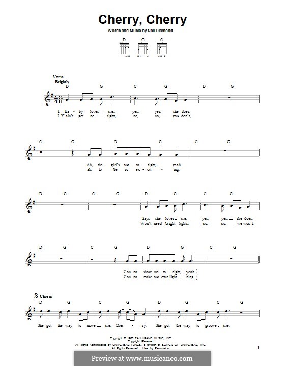 Cherry, Cherry: For guitar with tab by Neil Diamond