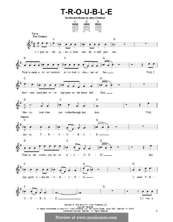 T-R-O-U-B-L-E (Elvis Presley): For guitar with tab by Jerry Chesnut