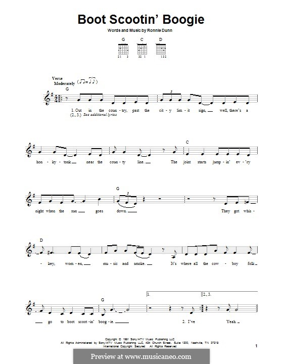 Boot Scootin' Boogie (Brooks & Dunn) by R. Dunn sheet music on MusicaNeo