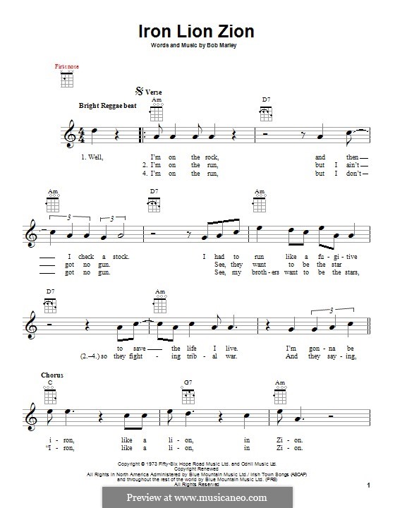 Iron Lion Zion: For ukulele by Bob Marley