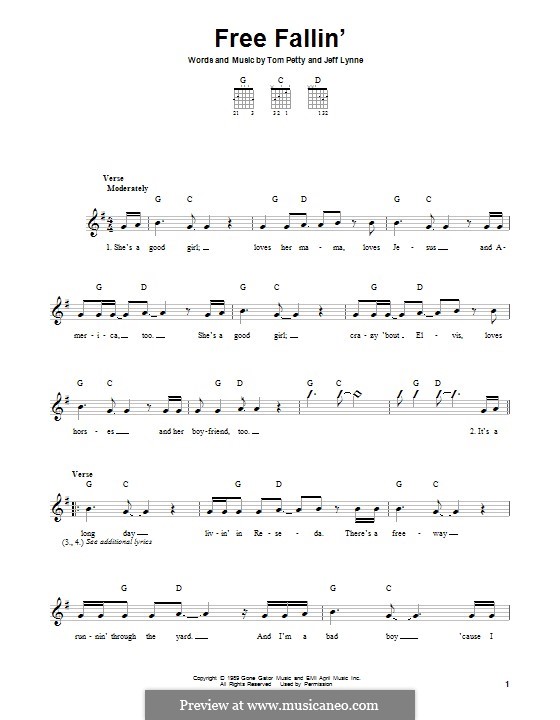 Free Fallin': For guitar with tab by Jeff Lynne