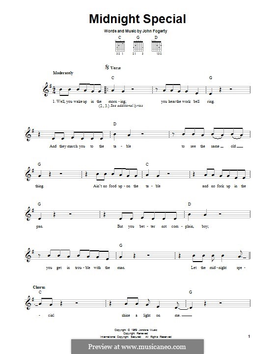 Midnight Special (Creedence Clearwater Revival): For guitar with tab by John C. Fogerty
