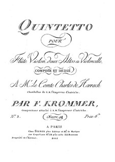 Quintet for Flute and Strings in D Minor, Op.94 No.3: Flute part by Franz Krommer