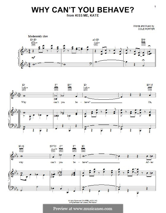 Why Can't You Behave?: For voice and piano (or guitar) by Cole Porter