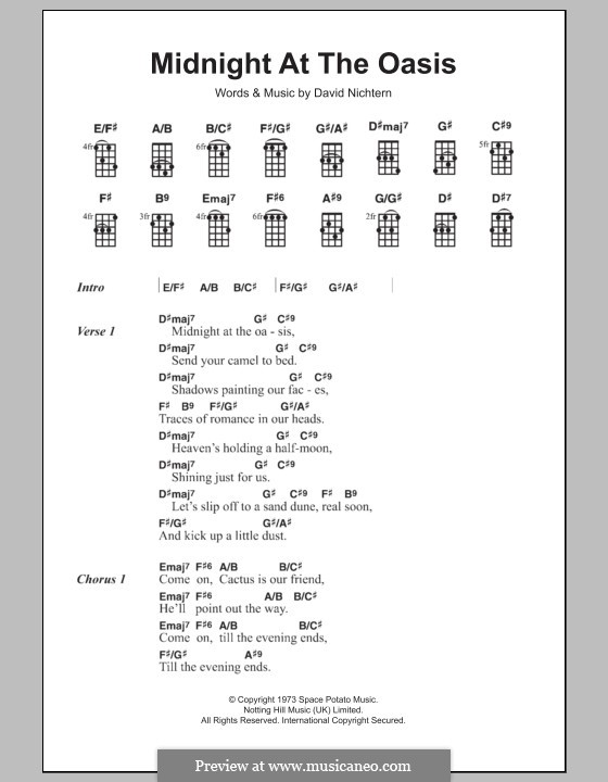 Midnight at the Oasis (Maria Muldaur): For ukulele by David Nichtern