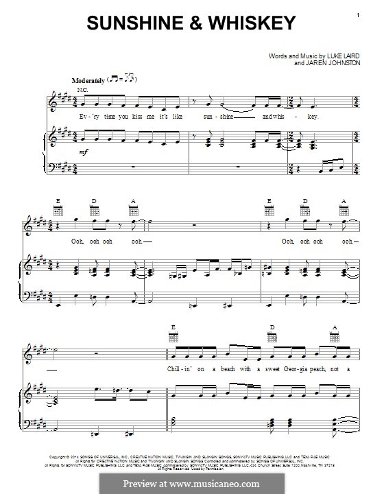 Sunshine & Whiskey: For voice and piano (or guitar) by Jaren Johnston, Luke Laird