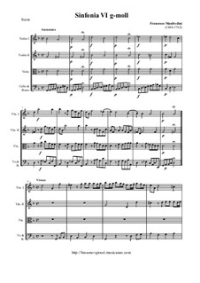 Dodici Sinfonie da chiesa, Op.2: Sinfonia No.6 g-moll - score and parts by Francesco Onofrio Manfredini