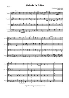 Dodici Sinfonie da chiesa, Op.2: Sinfonia No.4 D-Dur - score and parts by Francesco Onofrio Manfredini