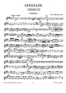 Serenade for Winds, Op.20: Clarinet I part by Henri Marteau