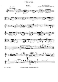 Crépuscule: For violin and piano – solo part by Jules Massenet