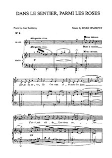 Dans le sentier, parmi les roses: Piano-vocal score by Jules Massenet