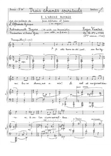 Three spiritual songs for soprano and piano, No.1-2 (1922/68), Op.12: Three spiritual songs for soprano and piano, No.1-2 (1922/68) by Roger Vuataz