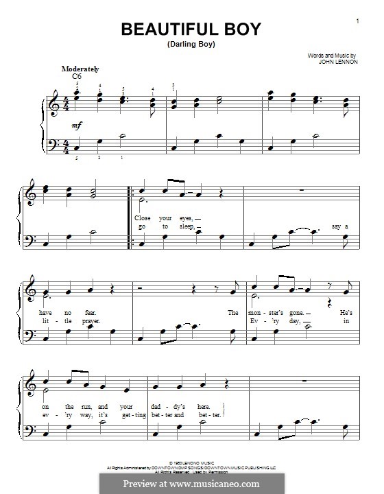 Beautiful Boy (Darling Boy) by J. Lennon sheet music on