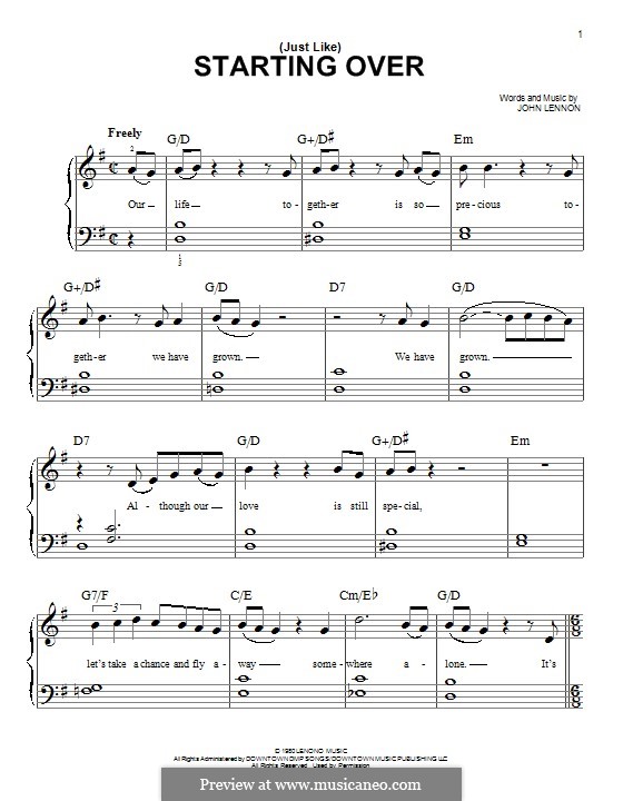 (Just Like) Starting Over: For piano by John Lennon