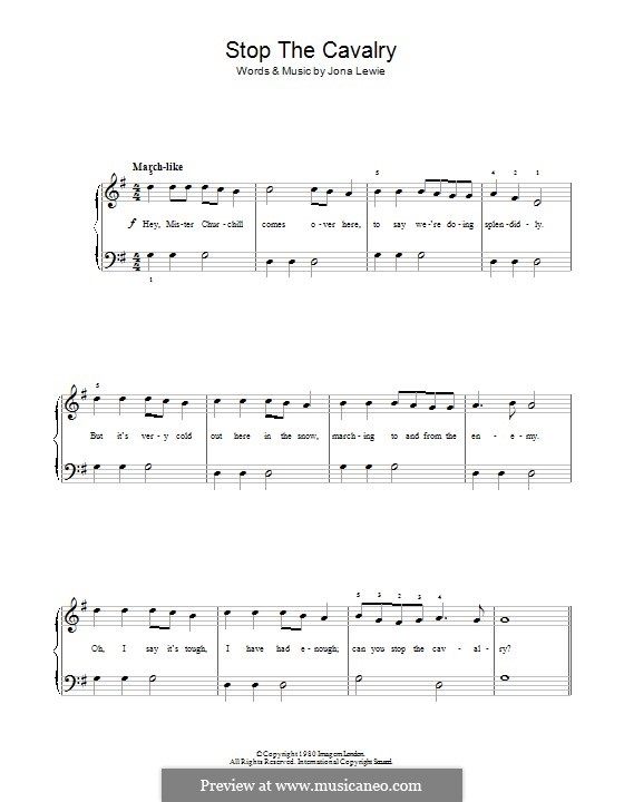 Stop the Cavalry: For piano by Jona Lewie