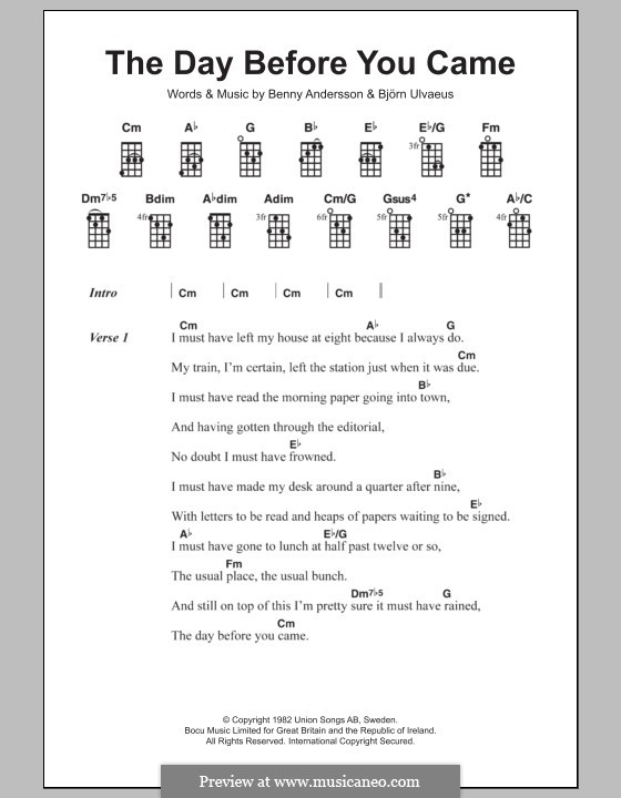 Free The Day Before You Came by ABBA sheet music