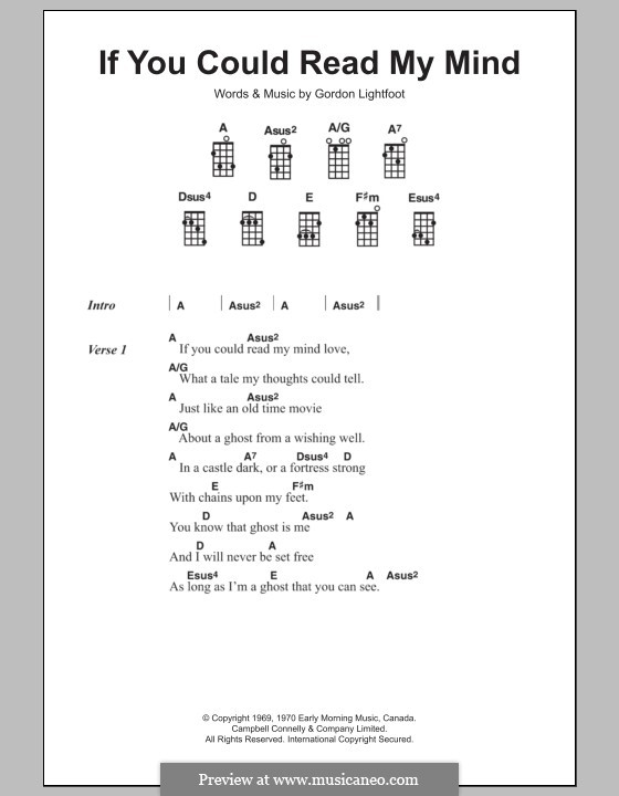 If You Could Read My Mind: For ukulele by Gordon Lightfoot