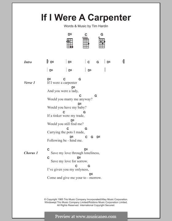 If I Were a Carpenter: For ukulele by Tim Hardin