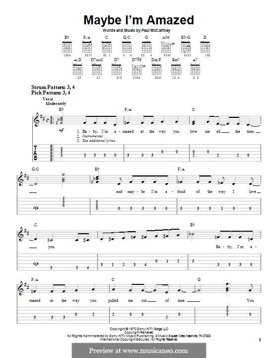 Maybe I'm Amazed: For guitar with tab by Paul McCartney