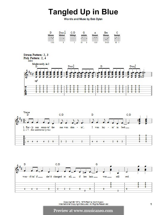 Tangled Up in Blue: For guitar with tab by Bob Dylan