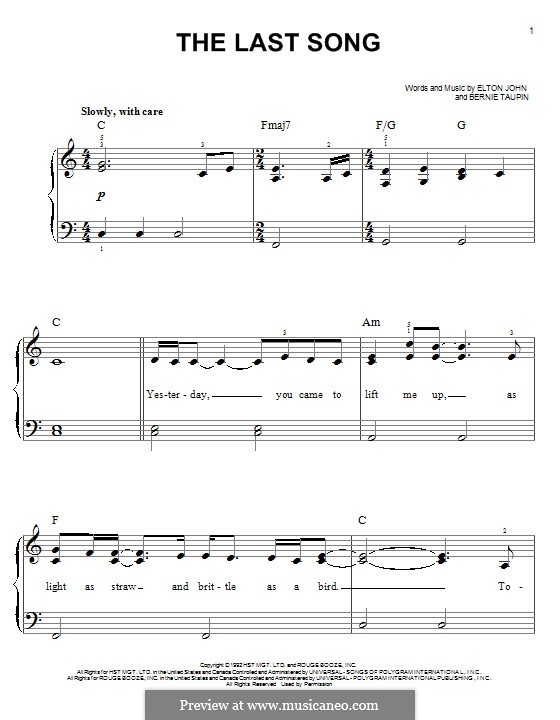 The Last Song: For piano by Elton John