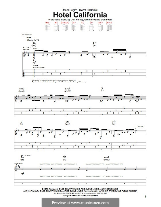 Hotel California (The Eagles): For guitar with tab by Don Felder, Don Henley, Glen Frey