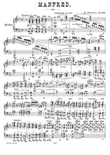 Manfred, Op.115: Overture. Arrangement for piano by Robert Schumann