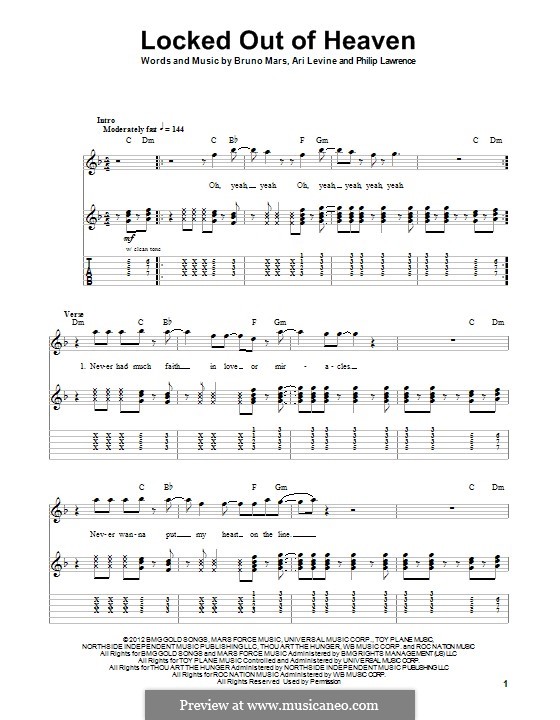 Locked Out of Heaven: For guitar with tab by Ari Levine, Bruno Mars, Philip Lawrence