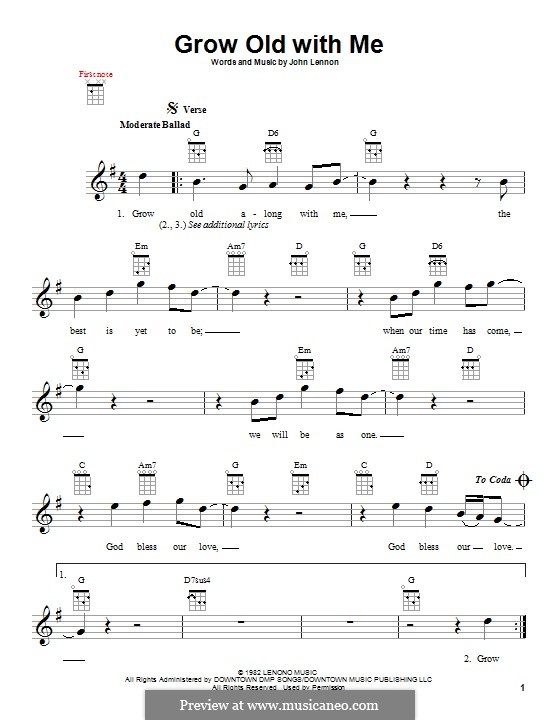 Grow Old With Me: For ukulele by John Lennon