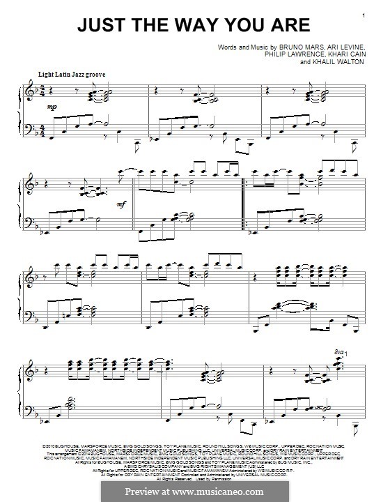 Piano version: For a single performer by Ari Levine, Khalil Walton, Khari Cain, Bruno Mars, Philip Lawrence