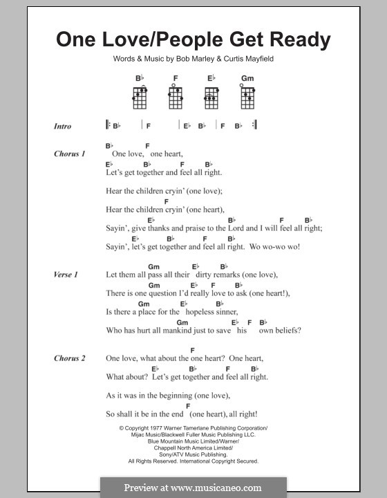 One Love / People Get Ready: For ukulele by Bob Marley, Curtis Mayfield