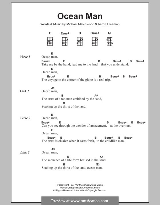 Ocean Man (Ween): For ukulele by Aaron Freeman, Michael Melchiondo