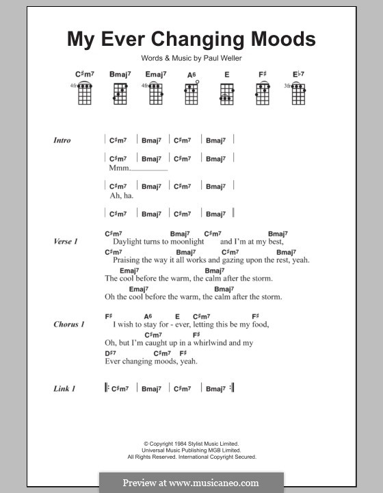 My Ever Changing Moods (The Style Council): For ukulele by Paul Weller