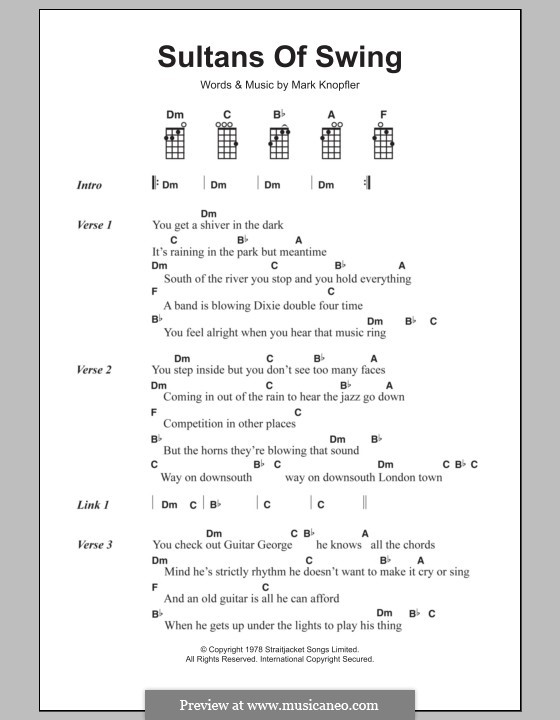 Sultans of Swing (Dire Straits): For ukulele by Mark Knopfler