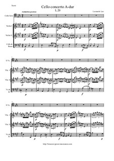 Cello Concerto No.1 in A Major, L.20: Score and all parts by Leonardo di Leo