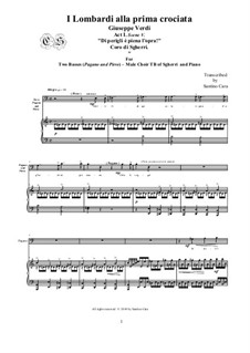 The Lombards on the First Crusade: Di perigli è piena l'opra!', for two bass voices-male Chorus TB and piano, CSGV9 by Giuseppe Verdi