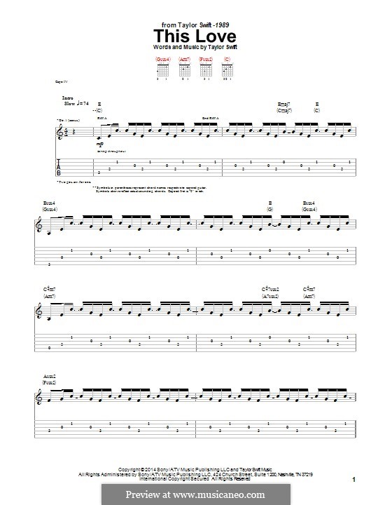 This Love: For guitar with tab by Taylor Swift