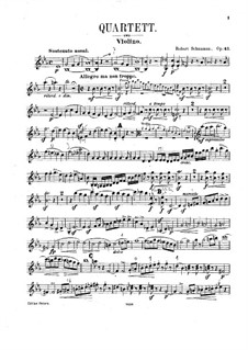 Piano Quartet in E Flat Major, Op.47: Strings parts by Robert Schumann