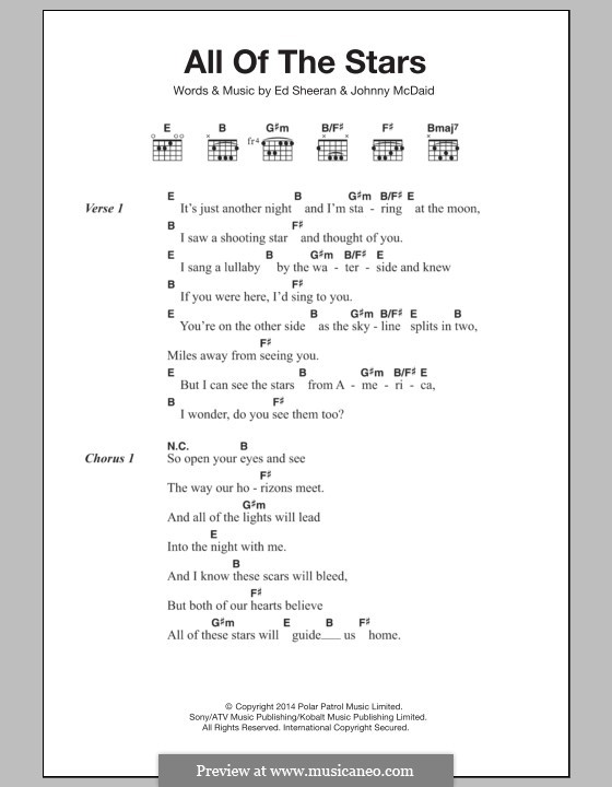 All of the Stars: Lyrics and chords by Ed Sheeran, John McDaid