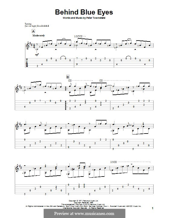 Behind Blue Eyes (Limp Bizkit): For guitar with tab by Peter Townshend